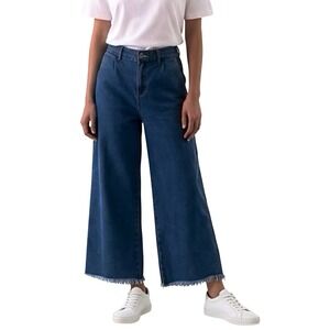 NET‎ Original Denim Collection Wide Leg Cropped Jeans Raw Hem Blue Womens 38